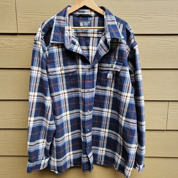 Carhartt Men's 4XL Loose Fit Long Sleeve Button Up Shirt Heavyweight Plaid - Picture 1 of 8